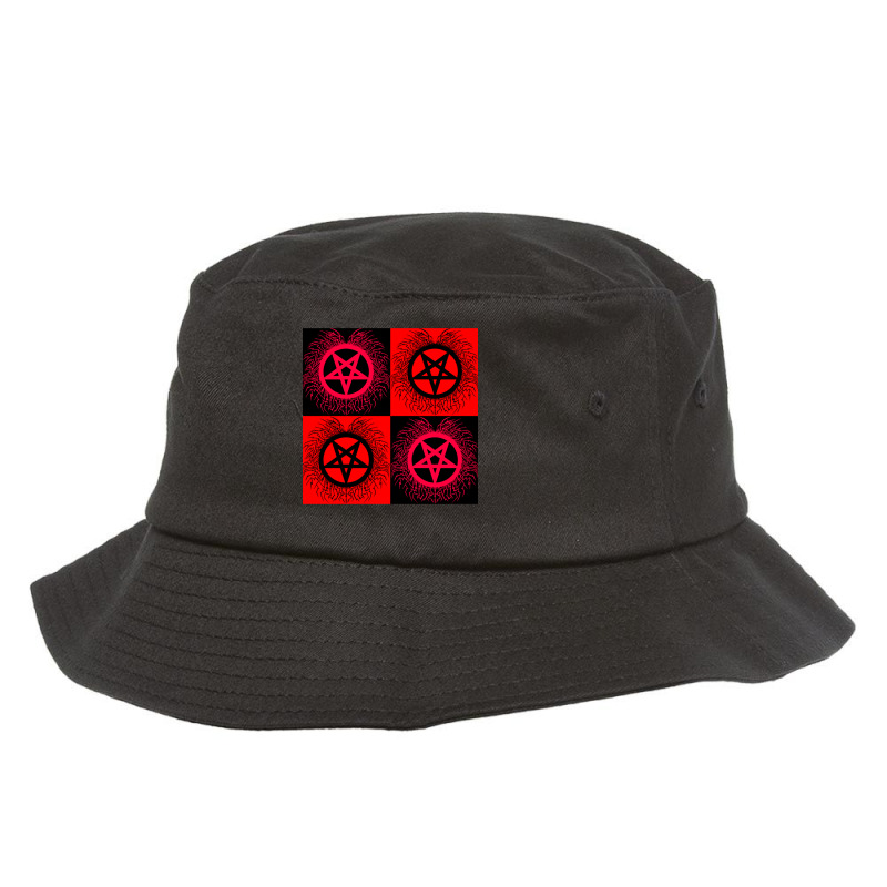 Black Metal Pentagramsblack Amp Red Bucket Hat by SEANMCDONOUGH | Artistshot