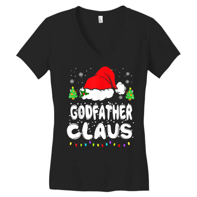 Godfather Claus Christmas Pajama Family Matching Xmas Light Women's V-Neck T-Shirt by Sombre | Artistshot