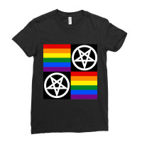 Gay Pride Flags Amp Pentagrams Ladies Fitted T-shirt | Artistshot