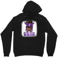 Black Woman Domestic Violence Warrior Afro Messy Bun Purple T Shirt Unisex Hoodie | Artistshot