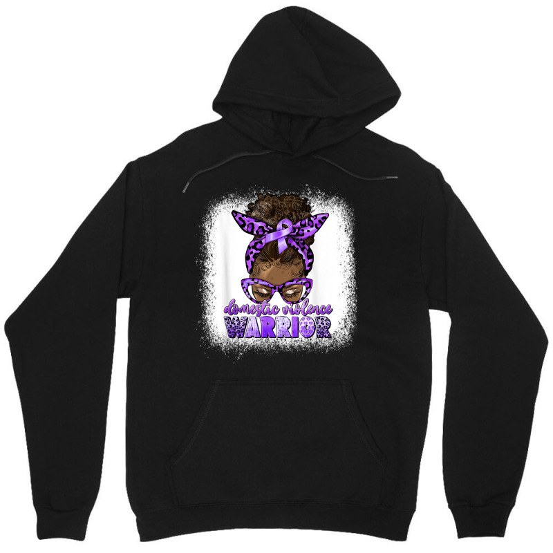 Black Woman Domestic Violence Warrior Afro Messy Bun Purple T Shirt Unisex Hoodie | Artistshot