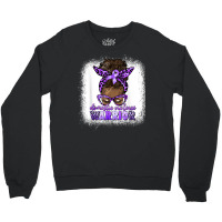 Black Woman Domestic Violence Warrior Afro Messy Bun Purple T Shirt Crewneck Sweatshirt | Artistshot