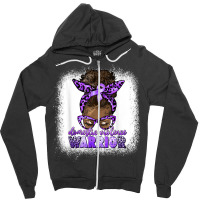 Black Woman Domestic Violence Warrior Afro Messy Bun Purple T Shirt Zipper Hoodie | Artistshot