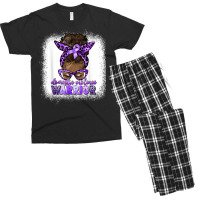 Black Woman Domestic Violence Warrior Afro Messy Bun Purple T Shirt Men's T-shirt Pajama Set | Artistshot