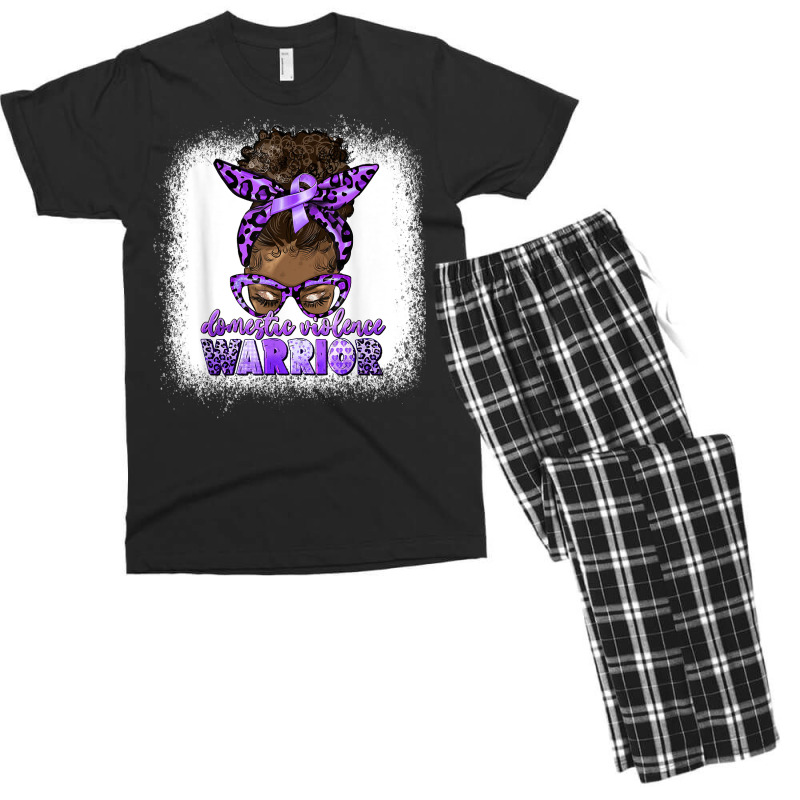 Black Woman Domestic Violence Warrior Afro Messy Bun Purple T Shirt Men's T-shirt Pajama Set | Artistshot