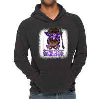 Black Woman Domestic Violence Warrior Afro Messy Bun Purple T Shirt Vintage Hoodie | Artistshot