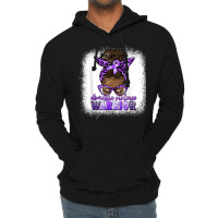 Black Woman Domestic Violence Warrior Afro Messy Bun Purple T Shirt Lightweight Hoodie | Artistshot