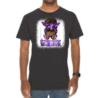 Black Woman Domestic Violence Warrior Afro Messy Bun Purple T Shirt Vintage T-shirt | Artistshot