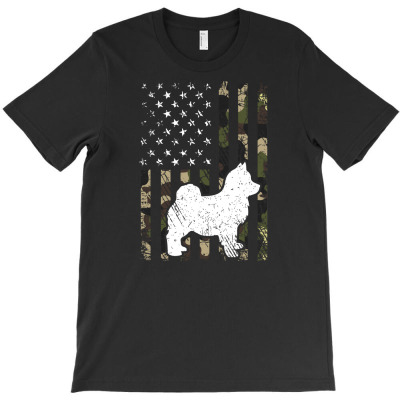 Pomsky Camouflage Usa Flag T-shirt Designed By Irma Rahmawati