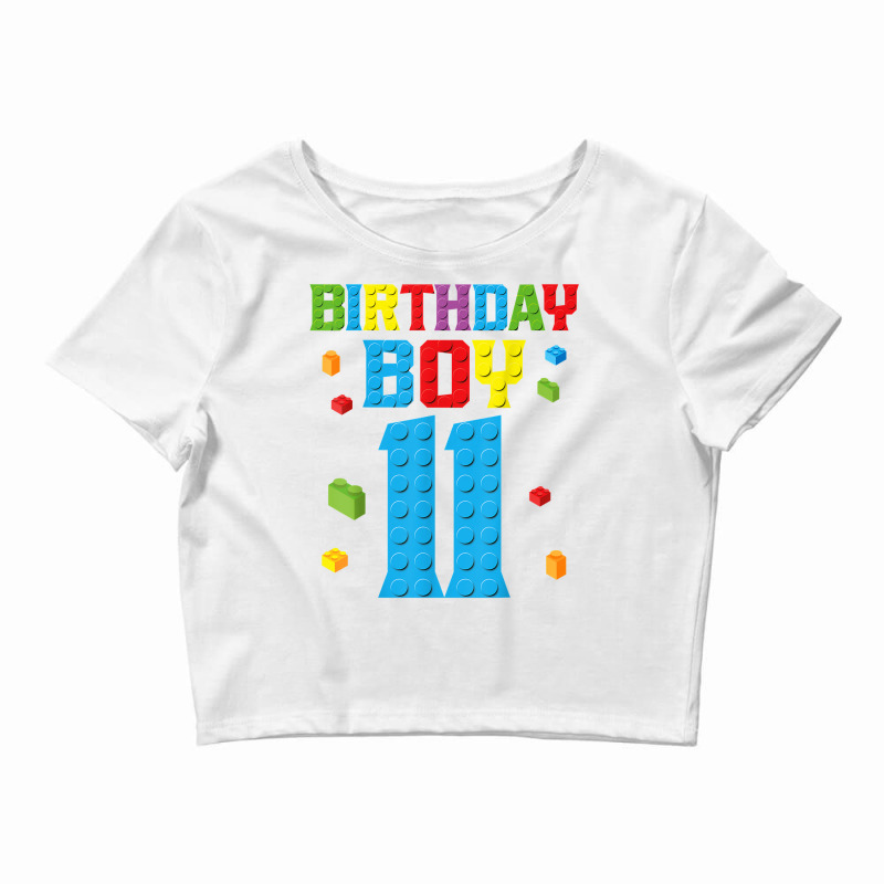 Master Builder 11th Birthday Boy 11 Year Building Bricks T Shirt Crop Top by cm-arts | Artistshot