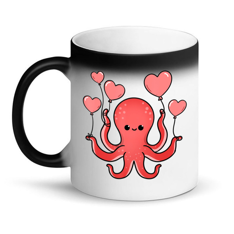 Octopus With Heart Balloons Valentines Day Octopus Magic Mug | Artistshot