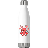 Octopus With Heart Balloons Valentines Day Octopus Stainless Steel Water Bottle | Artistshot