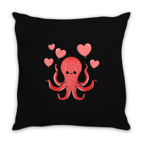 Octopus With Heart Balloons Valentines Day Octopus Throw Pillow | Artistshot