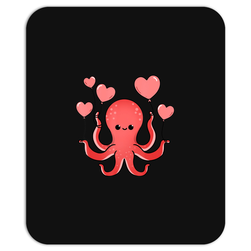 Octopus With Heart Balloons Valentines Day Octopus Mousepad | Artistshot