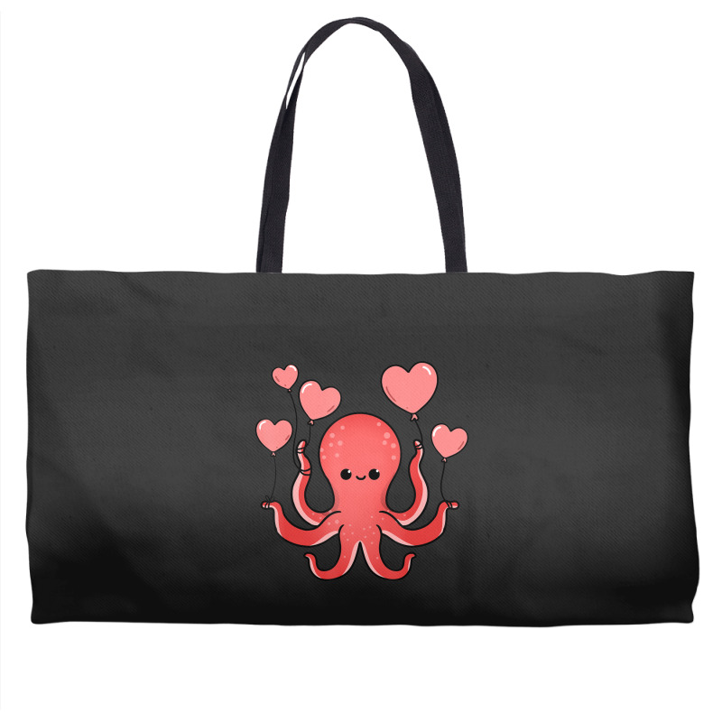 Octopus With Heart Balloons Valentines Day Octopus Weekender Totes | Artistshot