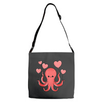 Octopus With Heart Balloons Valentines Day Octopus Adjustable Strap Totes | Artistshot