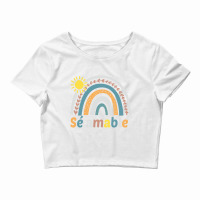 Sé Amable Spanish Bilingual Teacher Be Kind Boho Rainbow Pullover Hoo Crop Top | Artistshot