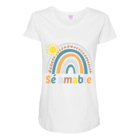 Sé Amable Spanish Bilingual Teacher Be Kind Boho Rainbow Pullover Hoo Maternity Scoop Neck T-shirt | Artistshot