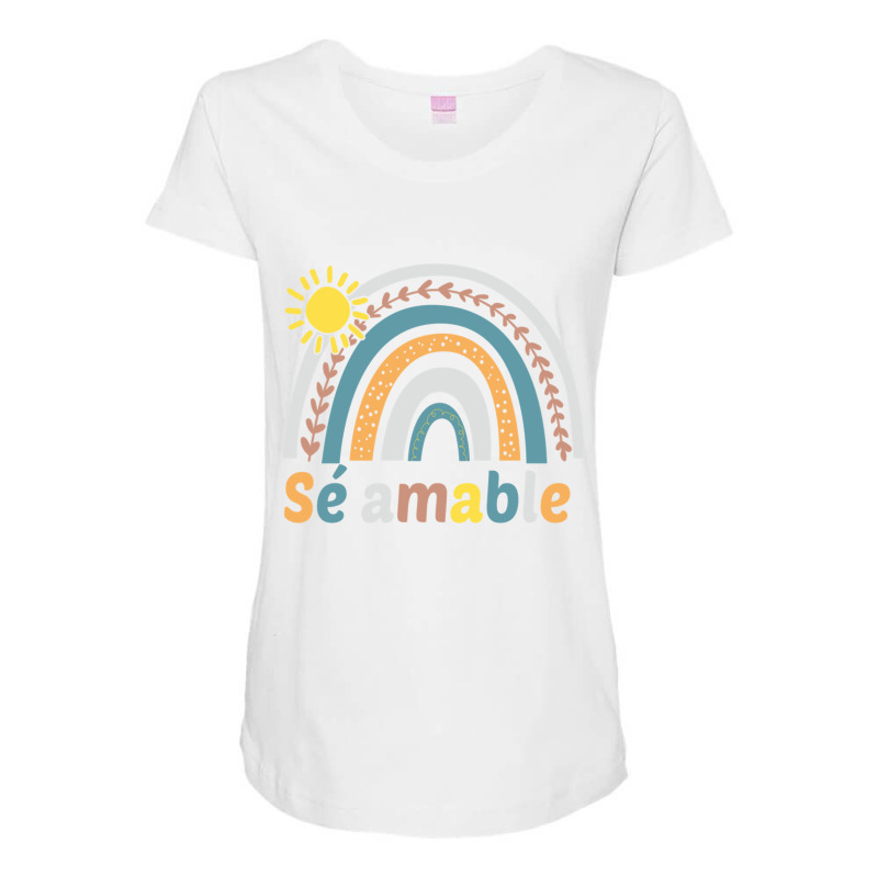 Sé Amable Spanish Bilingual Teacher Be Kind Boho Rainbow Pullover Hoo Maternity Scoop Neck T-shirt by cm-arts | Artistshot