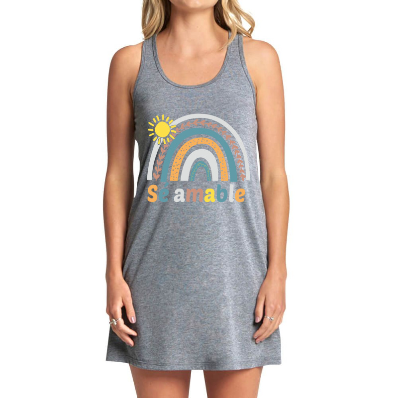 Sé Amable Spanish Bilingual Teacher Be Kind Boho Rainbow Pullover Hoo Tank Dress by cm-arts | Artistshot