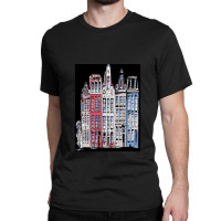 Cartoon Street Amsterdam Buildings Holland Classic T-shirt | Artistshot