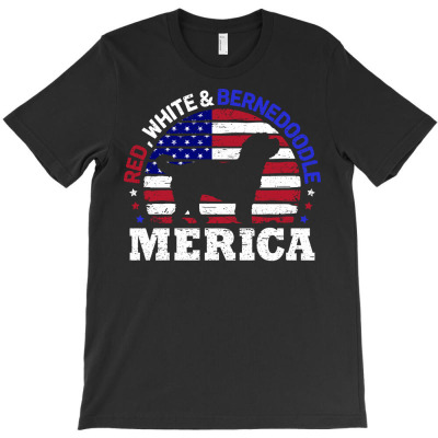 Bernedoodle 4th Of July American Flag T-shirt Designed By Irma Rahmawati