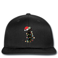 Black-santa-cat-tangled-up-in-lights-christmas-santa- Printed Hat | Artistshot