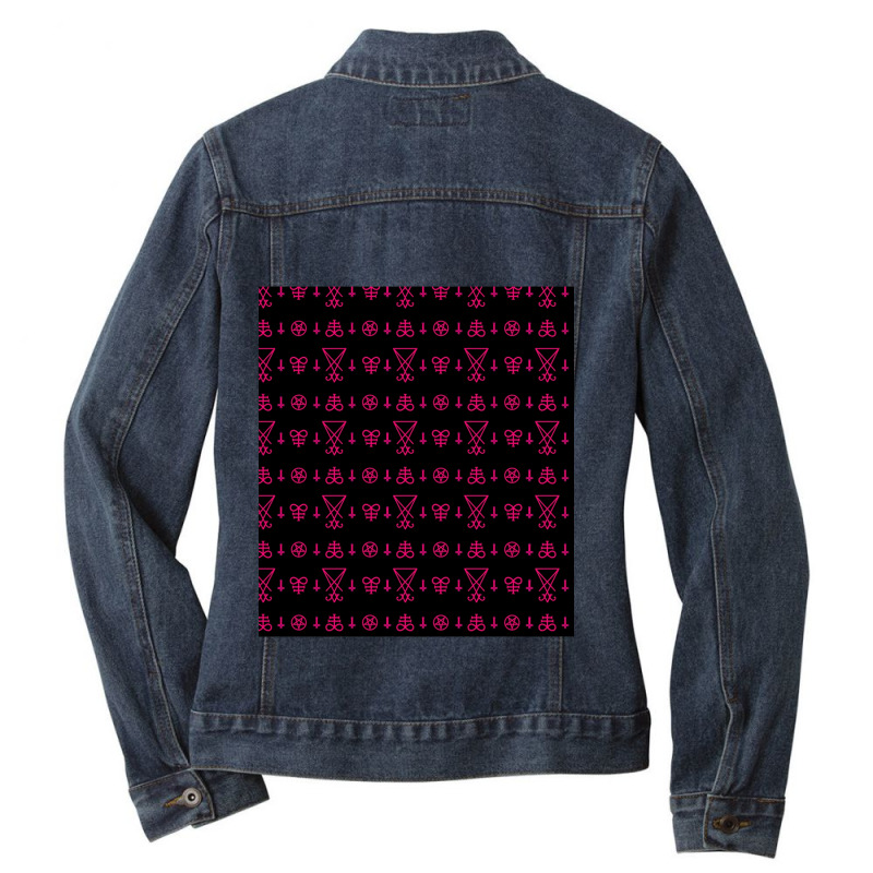 Pink Satanic Sigils  Black Mass Sleeveless Top Ladies Denim Jacket by SEANMCDONOUGH | Artistshot