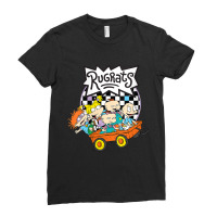 Womens Rugrats Checkerboard With Kids In Wagon V-neck Ladies Fitted T-shirt | Artistshot