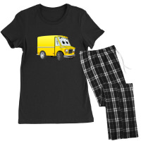 Yellow Mini Van Cartoon Women's Pajamas Set | Artistshot