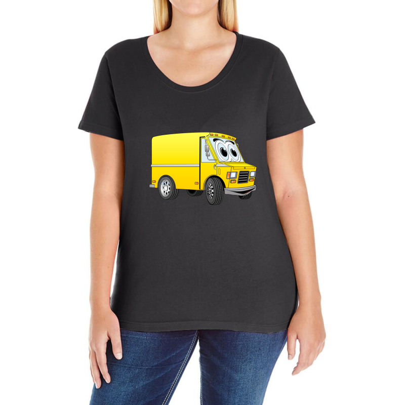 Yellow Mini Van Cartoon Ladies Curvy T-Shirt by cm-arts | Artistshot