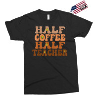 Half Coffee Half Teacher Groovy Wavy Design T Shirt Exclusive T-shirt | Artistshot