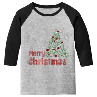 Sparklenation Merry Christmas Tree Bling Rhinestone T Shirt Youth 3/4 Sleeve | Artistshot