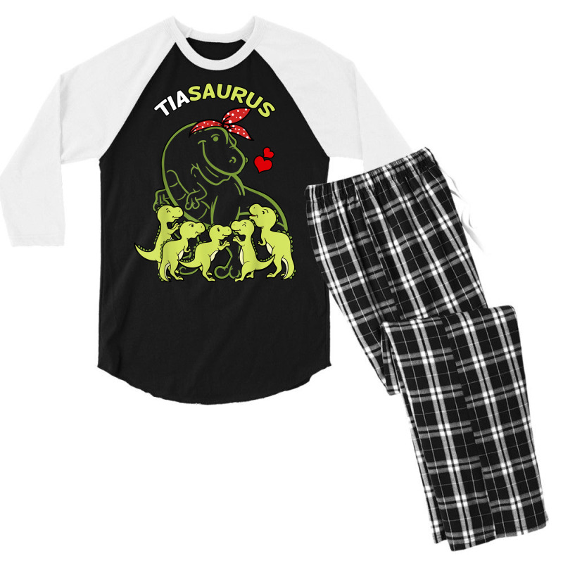 Tiasaurus Tia 5 Kids Dinosaur Aunt Auntie Tita T Shirt Men's 3/4 Sleeve Pajama Set | Artistshot