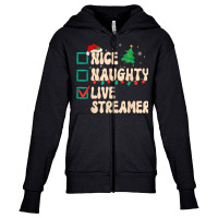 Nice Naughty Live Streamer Christmas List Santa Claus Groovy Youth Zipper Hoodie | Artistshot