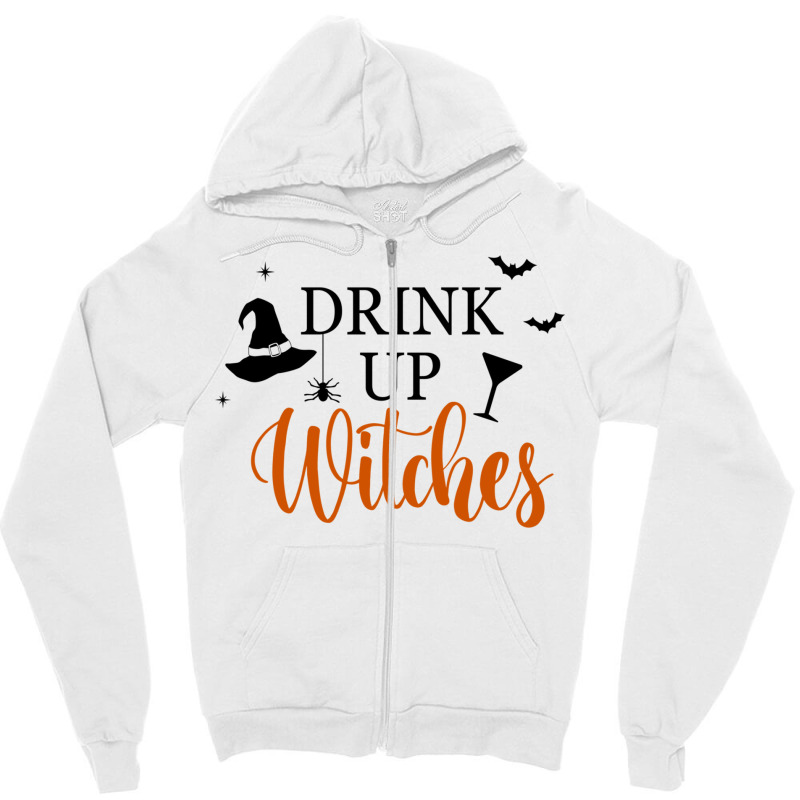 Drink Up Witches Funny Halloween Novelty Fall Holiday Item Long Sleeve Zipper Hoodie by cm-arts | Artistshot