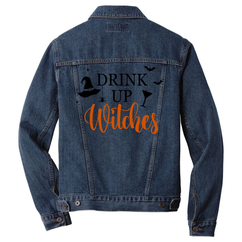 Drink Up Witches Funny Halloween Novelty Fall Holiday Item Long Sleeve Men Denim Jacket by cm-arts | Artistshot