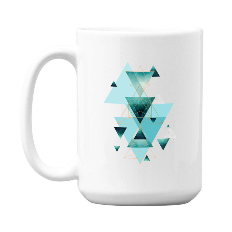 Geometric Triangle Compilation In Teal 15 Oz Coffee Mug | Artistshot