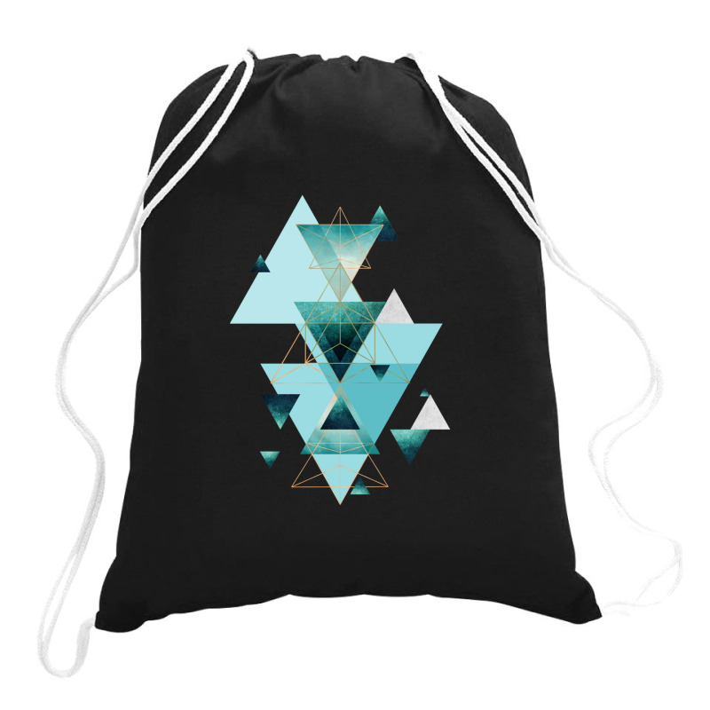 Geometric Triangle Compilation In Teal Drawstring Bags | Artistshot