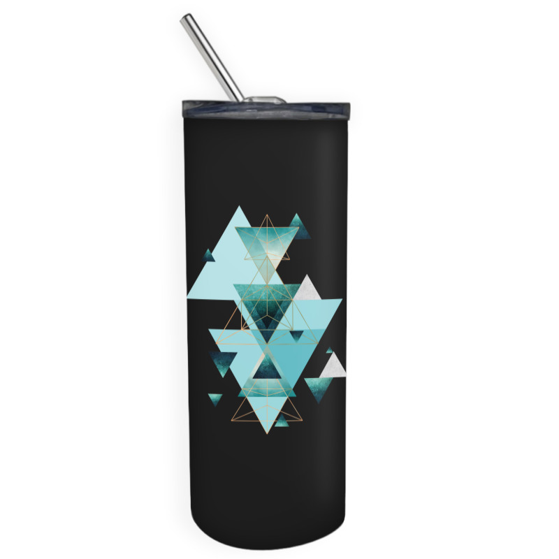 Geometric Triangle Compilation In Teal Skinny Tumbler | Artistshot