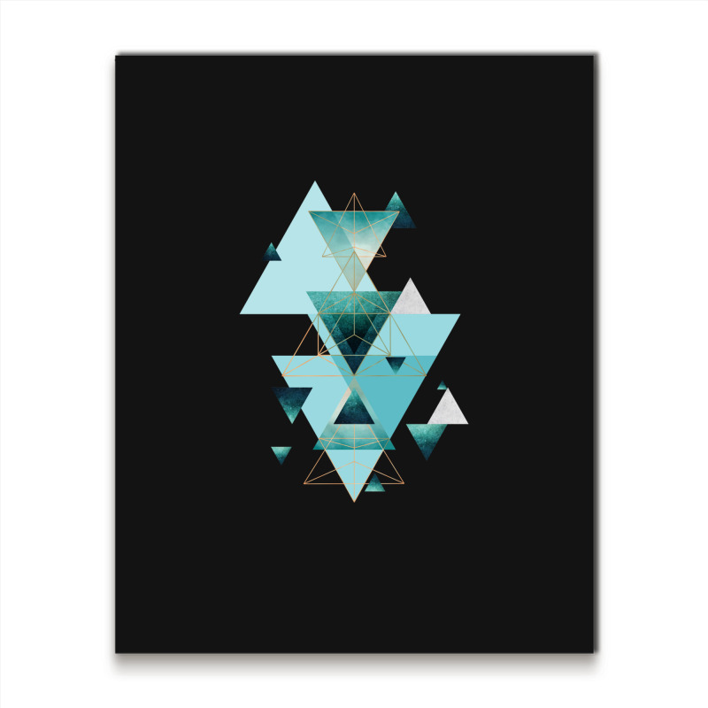 Geometric Triangle Compilation In Teal Metal Print Vertical | Artistshot