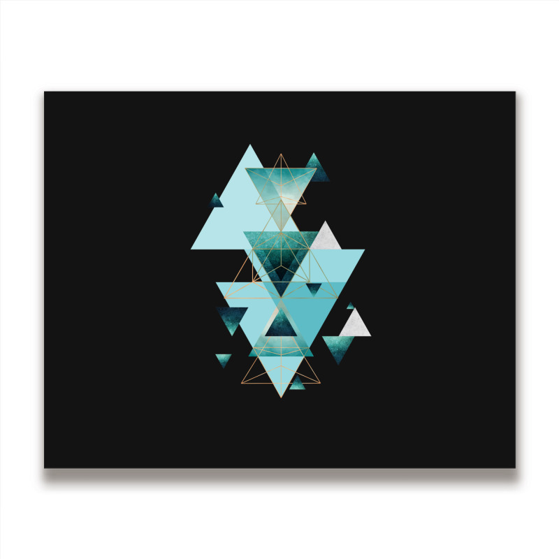 Geometric Triangle Compilation In Teal Metal Print Horizontal | Artistshot