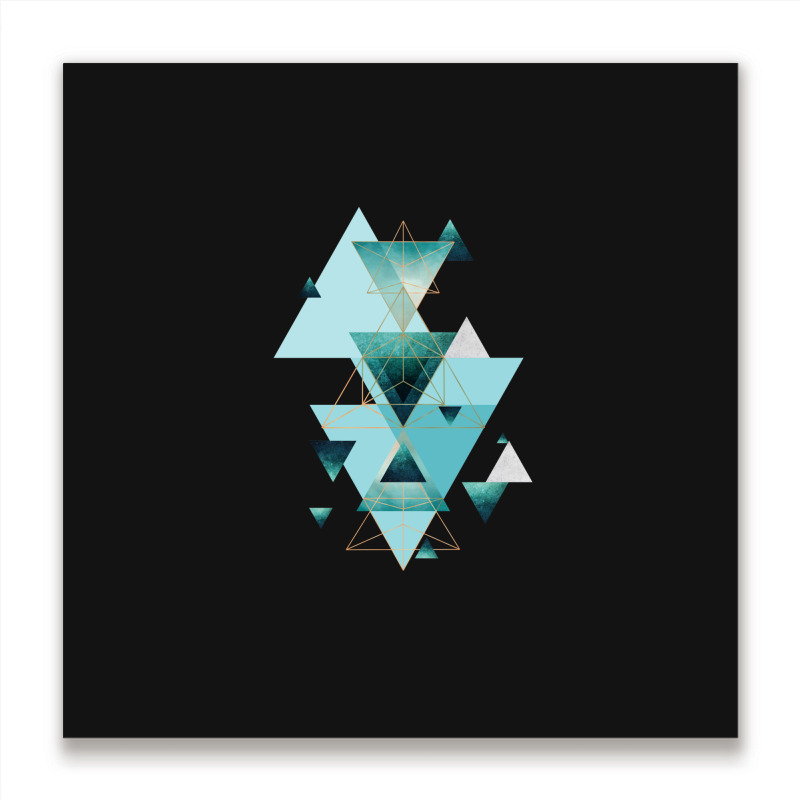 Geometric Triangle Compilation In Teal Metal Print Square | Artistshot