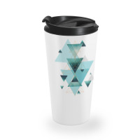 Geometric Triangle Compilation In Teal Travel Mug | Artistshot