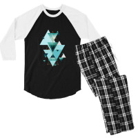 Geometric Triangle Compilation In Teal Men's 3/4 Sleeve Pajama Set | Artistshot