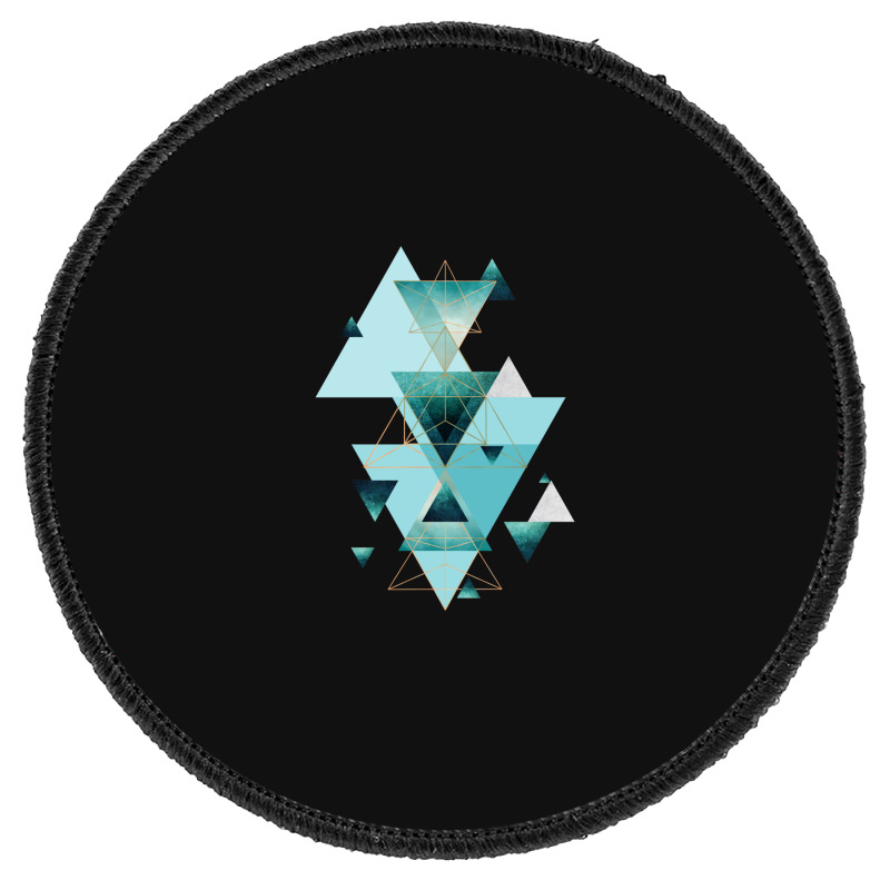 Geometric Triangle Compilation In Teal Round Patch | Artistshot