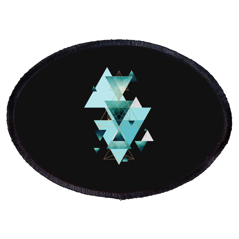 Geometric Triangle Compilation In Teal Oval Patch | Artistshot