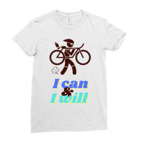 Funny Triathlon   Ironman I Can  Amp  I Will Ladies Fitted T-shirt | Artistshot