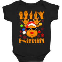 Deaf Christmas Reindeer Tee Asl American Sign Language Tee U Baby Bodysuit | Artistshot