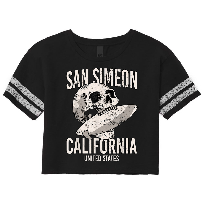 Vintage San Simeon Beach California Ca Retro Surfer Skull T Shirt Scorecard Crop Tee by genze | Artistshot